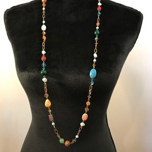 Multi-stone gold-tone necklace